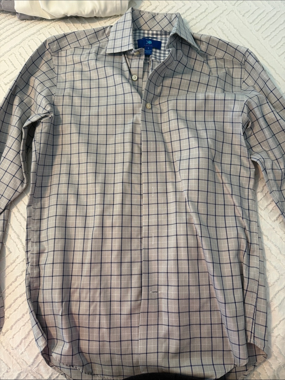 Egara Light Blue and Navy Windowpane Dress Shirt
